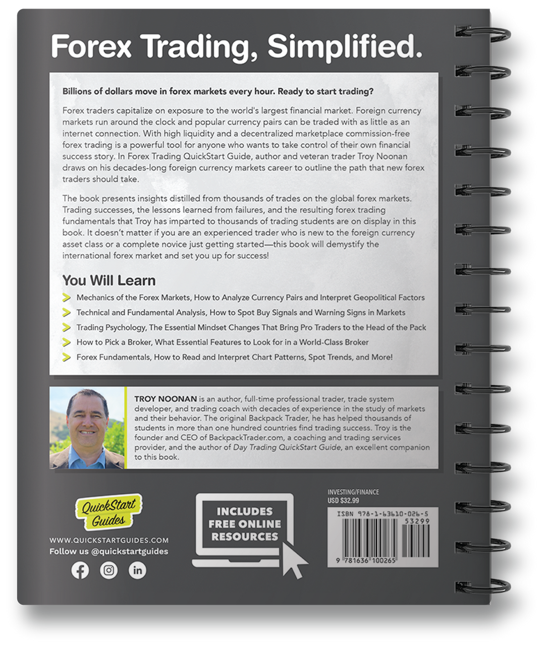 Forex Trading QuickStart Guide by Troy Noonan ISBN 978-1-63610-026-5 in spiral-bound format. #format_spiral-bound