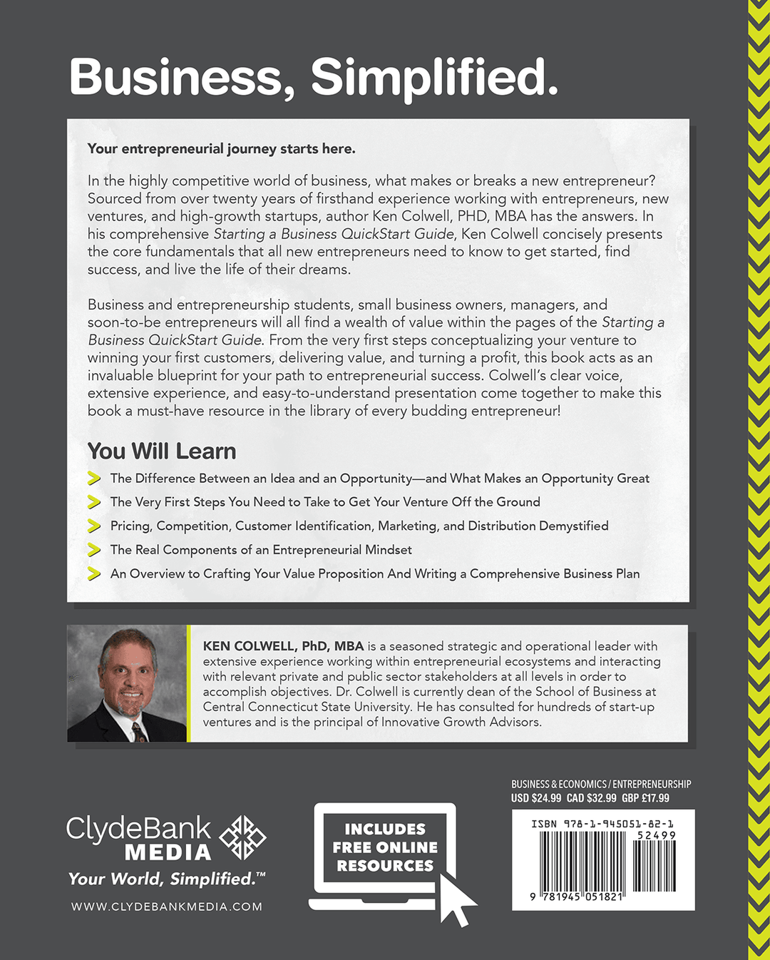 Starting a Business QuickStart Guide by Ken Colwell, MBA, PhD ISBN 978-1-945051-82-1 in paperback format. #format_paperback