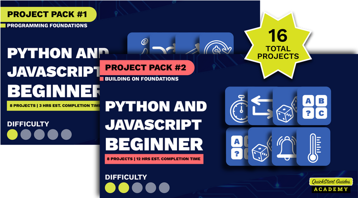 16 Beginner-Friendly Python and JavaScript Projects: Level 1 + 2 BUNDLE