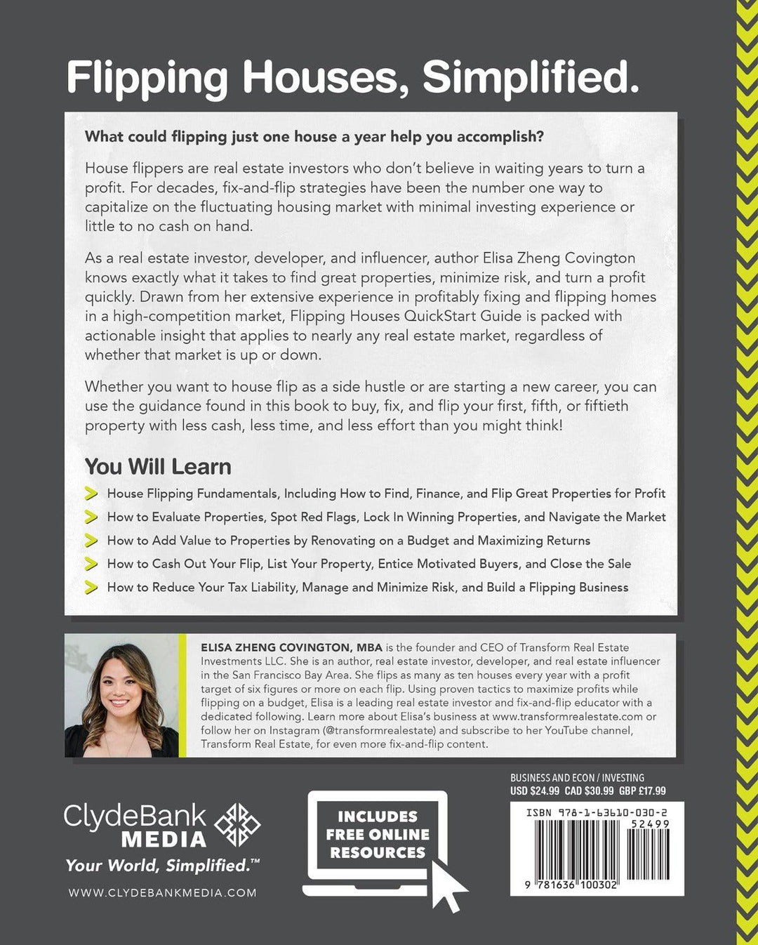 Flipping Houses QuickStart Guide by Elisa Zheng Covington MBA ISBN 978-1-63610-030-2 in paperback format. #format_paperback