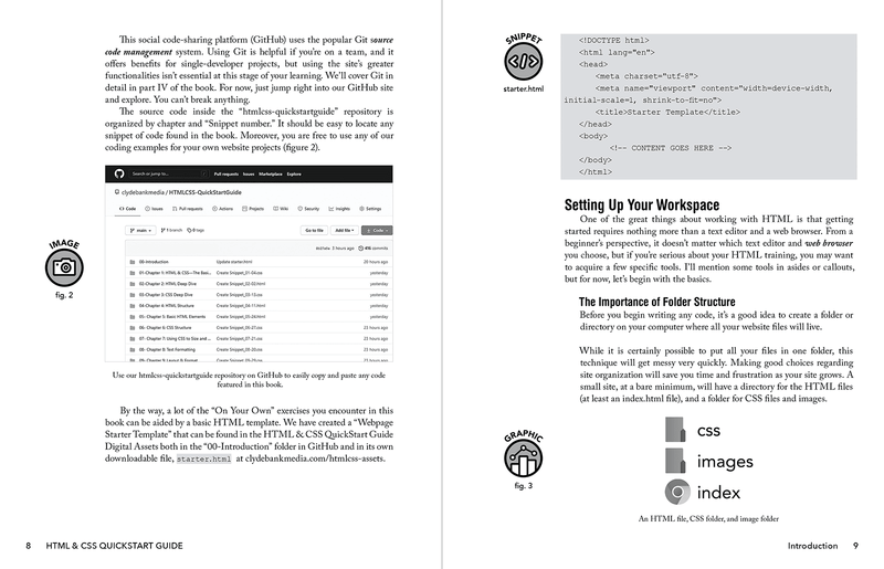 HTML & CSS QuickStart Guide by David DuRocher ISBN 978-1-63610-023-4 in spiral-bound format. 