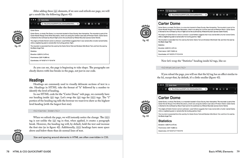 HTML & CSS QuickStart Guide by David DuRocher ISBN 978-1-63610-000-5 in paperback format. 