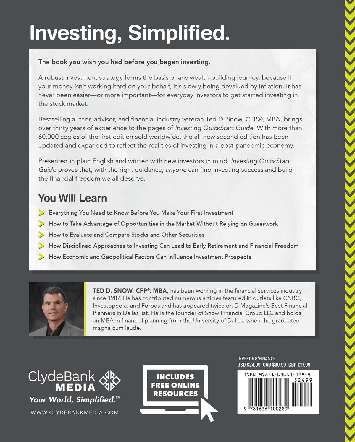 Investing QuickStart Guide 2nd Edition by Ted Snow CFP MBA ISBN 978-1-63610-028-9 in paperback format. #format_paperback