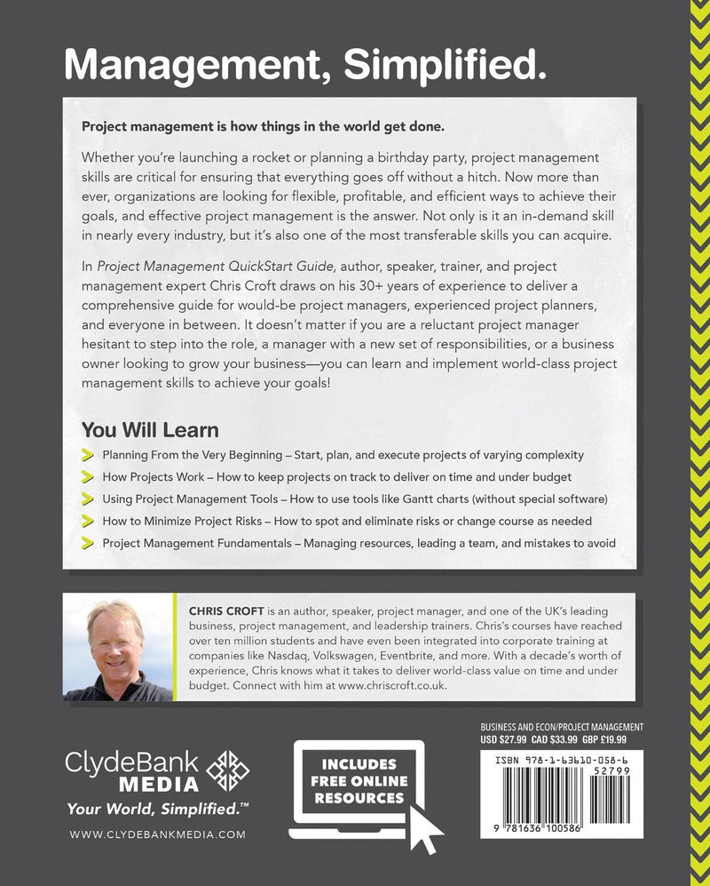 Project Management QuickStart Guide by Chris Croft ISBN 978-1-63610-058-6 in paperback format. 