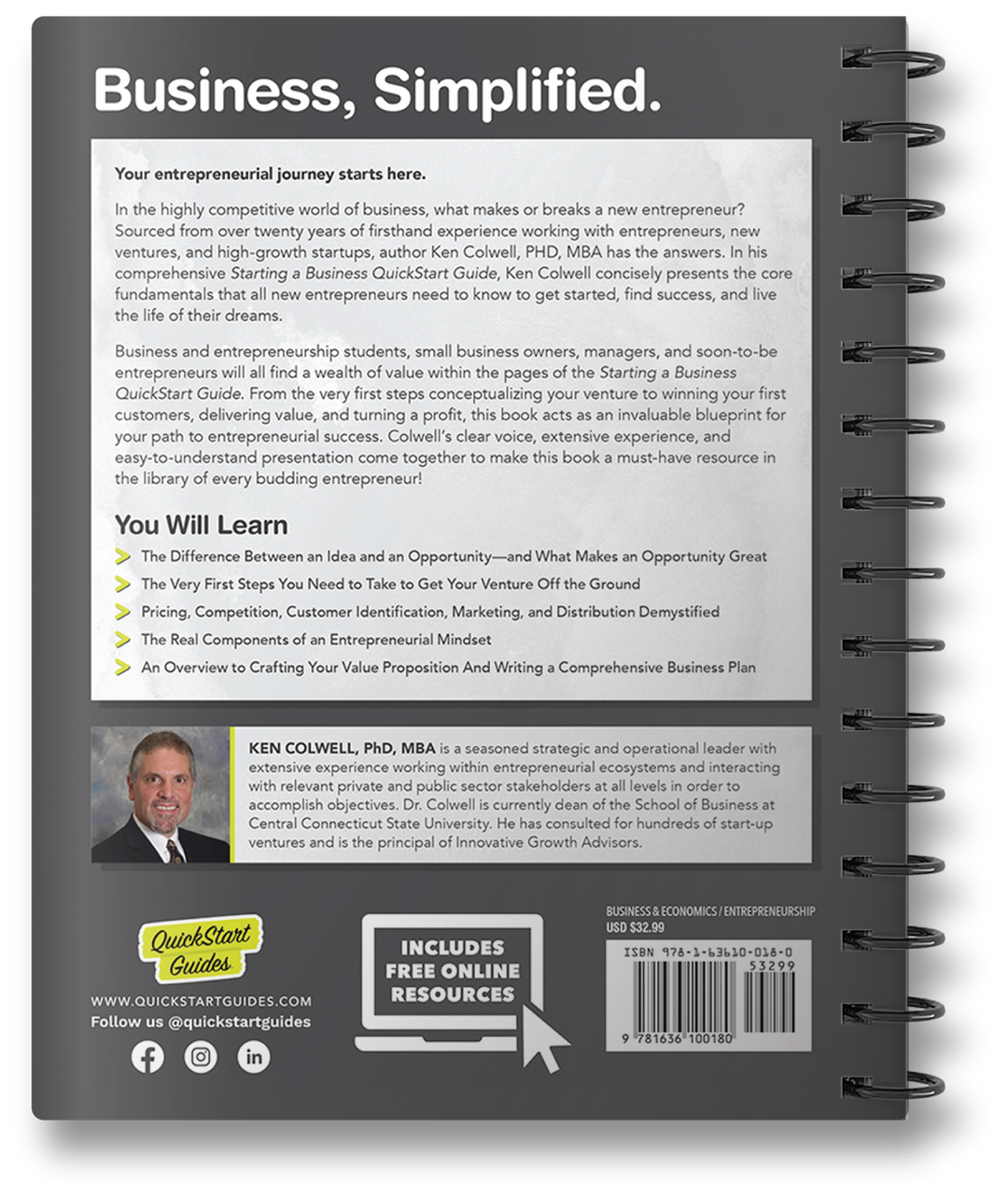 Starting a Business QuickStart Guide by Ken Colwell, MBA, PhD ISBN 978-1-63610-018-0 in spiral-bound format #format_spiral-bound